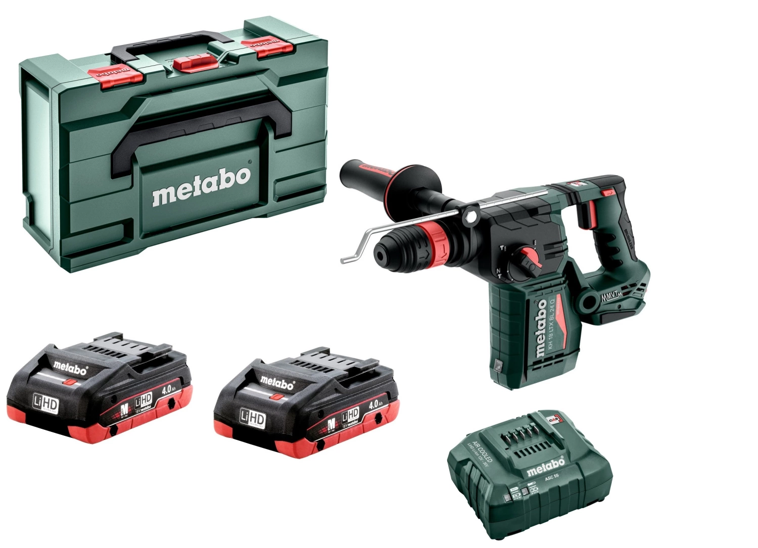 Metabo KH 18 LTX BL 24 Q 18V Li-ion Accu combihamer set (2x4.0Ah LiHD accu) in Metabox