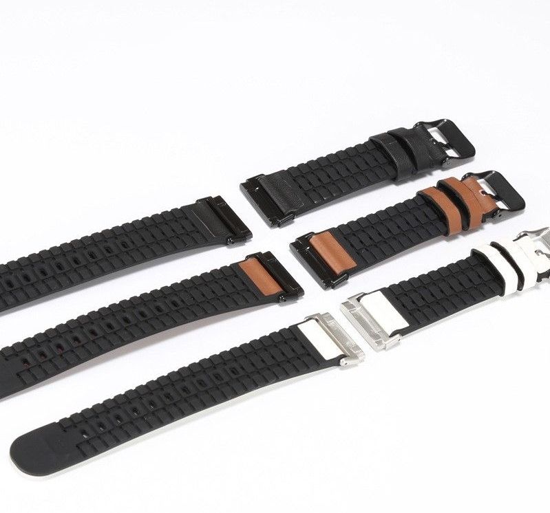 Fitbit - Versa 3 & Sense 1 - Horlogebandje - Zwart - Leer en Siliconen