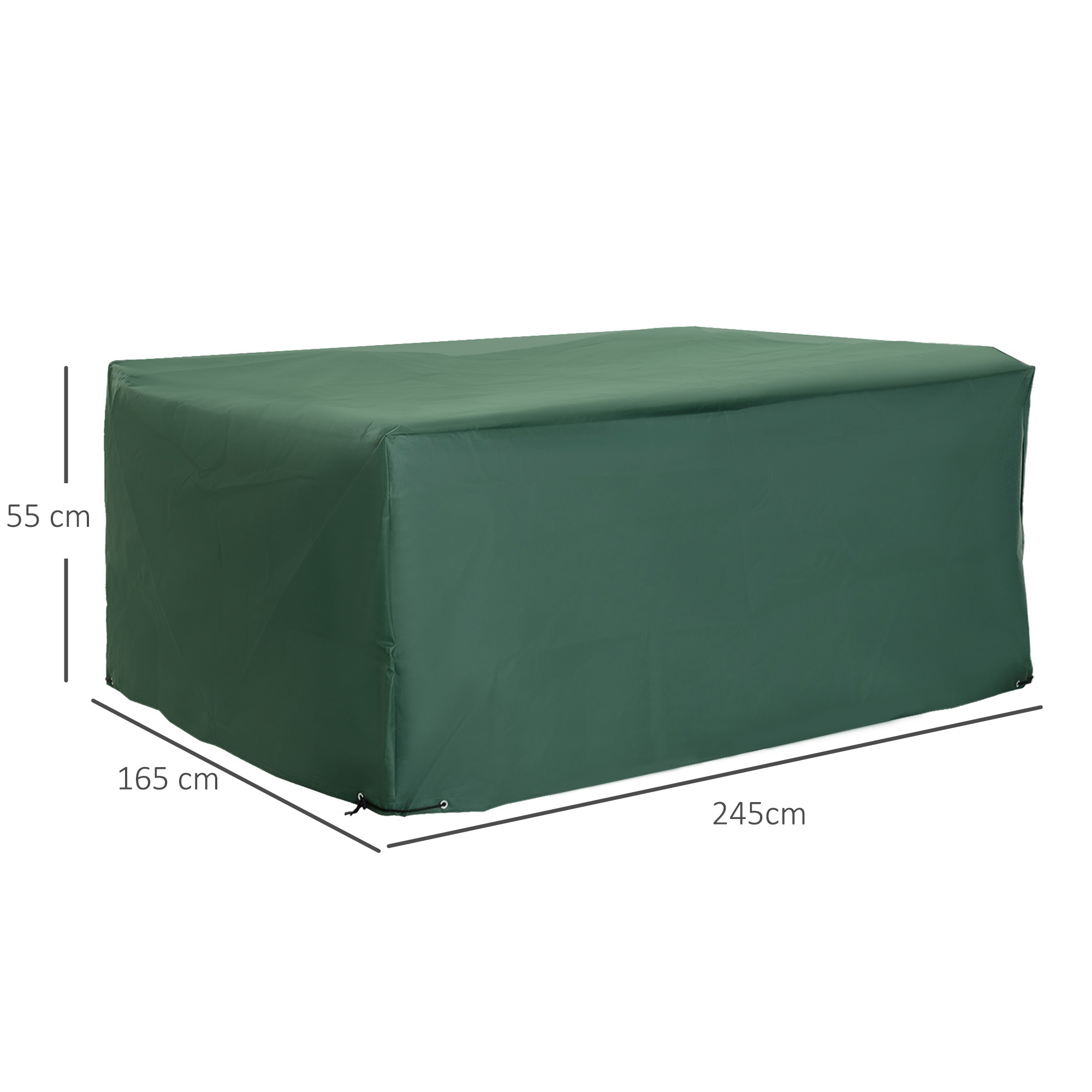 Capa protetora para móveis de jardim Outsunny, 245x165x55 cm, com ilhós de alumínio e tecido Oxford impermeável, ideal para terraços, pátios e varandas. Cor verde.
