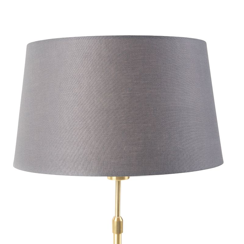 Tafellamp goud/messing met linnen kap grijs 35 cm - Parte