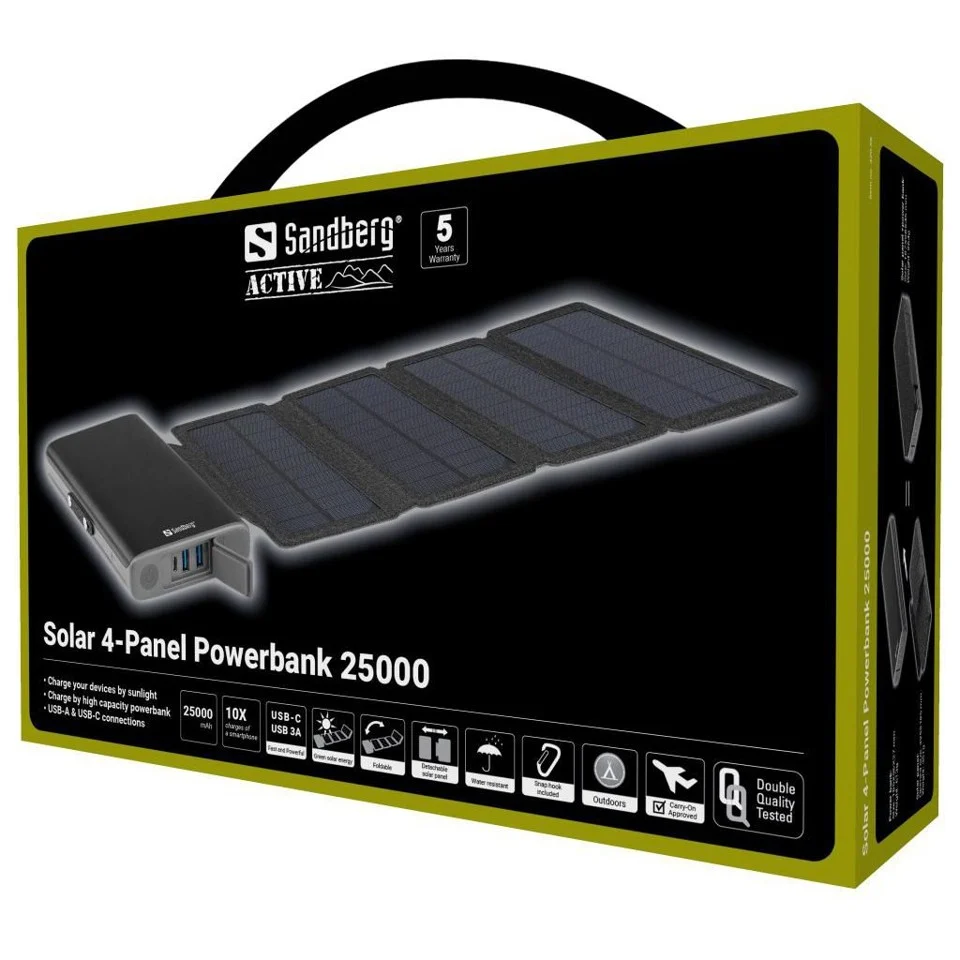 Sandberg - Solar 4-Panel Powerbank 25.000mAh