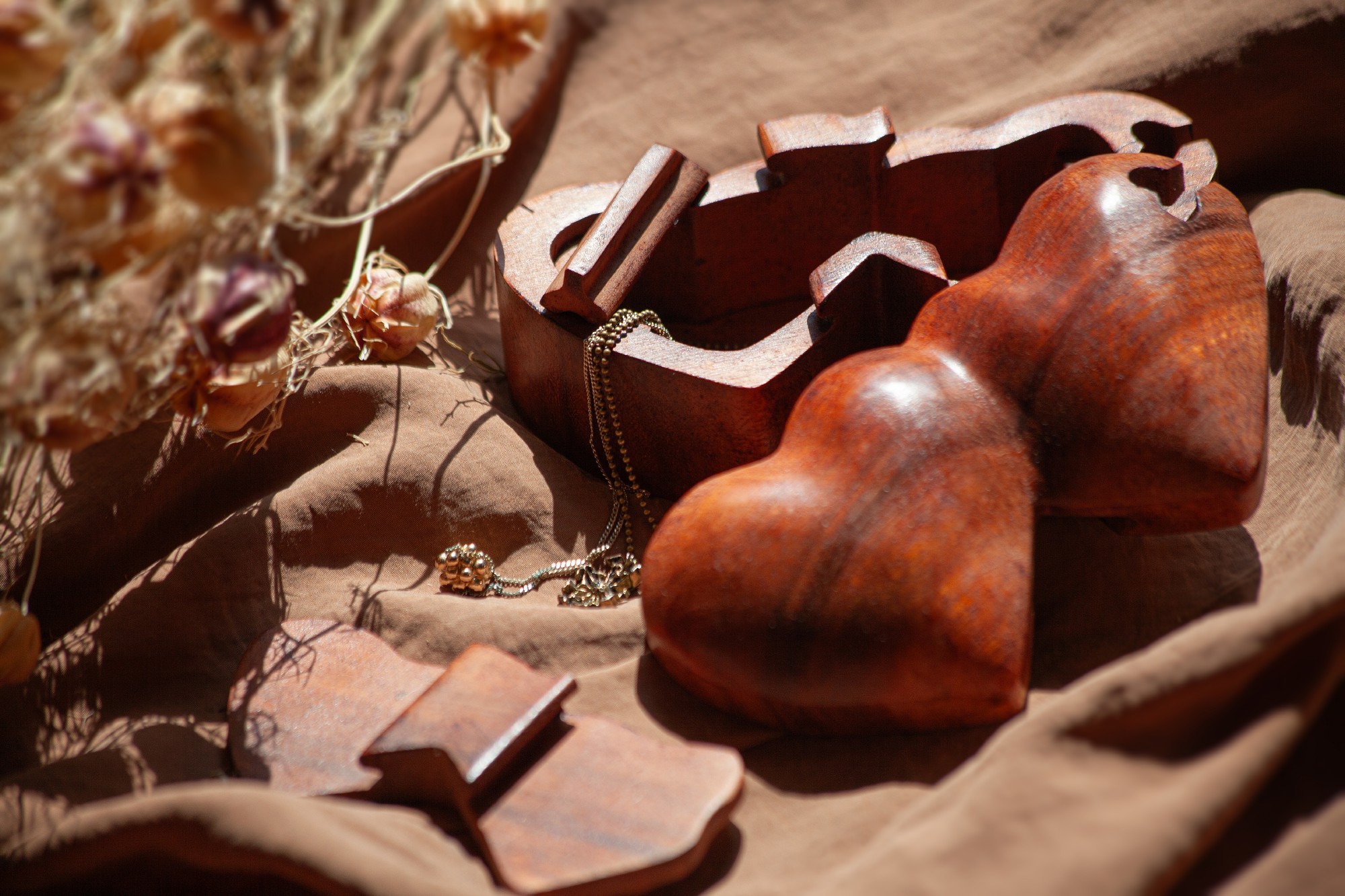 Secret Box '2 Hearts', natur, T 14,5 cm, B 8 cm, H 6,5 cm von fischer's lagerhaus