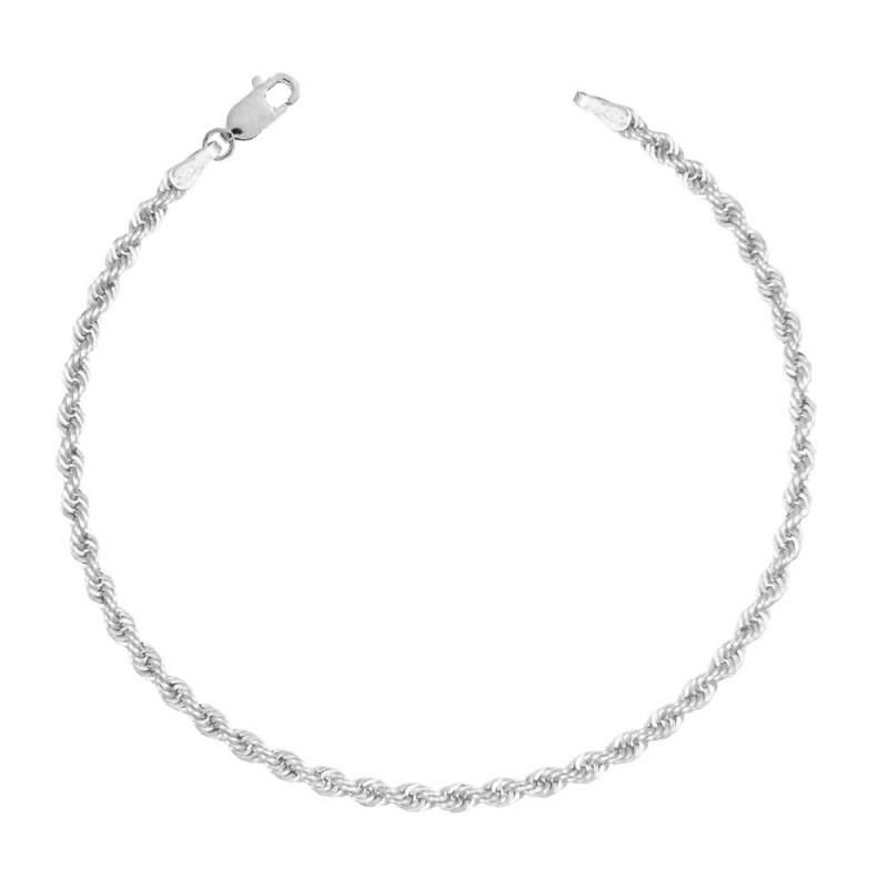 Bracelet Argent 925/000 Rhodié - Maille Corde 3mm