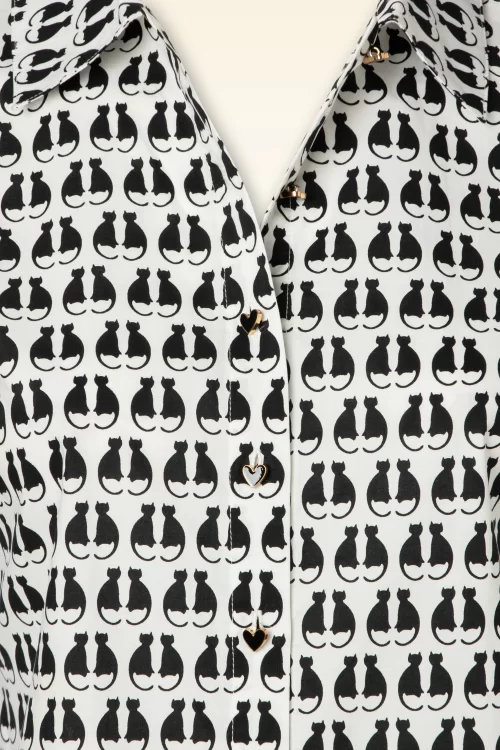 Banned Retro Cat Queen blouse in wit