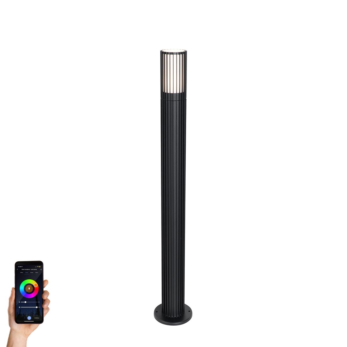 Smart buiten paaltje zwart 80 cm IP44 RGBW incl. GU10 50mm- Boris