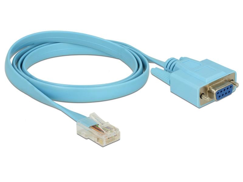 Delock Konsolenkabel RS-232 DB9 - RJ-45 Cisco kompatibel 1m Delock Adapter RS-232 DB9 Buchse zu 1 x Seriell RS-232 RJ45 Stecker 1 m