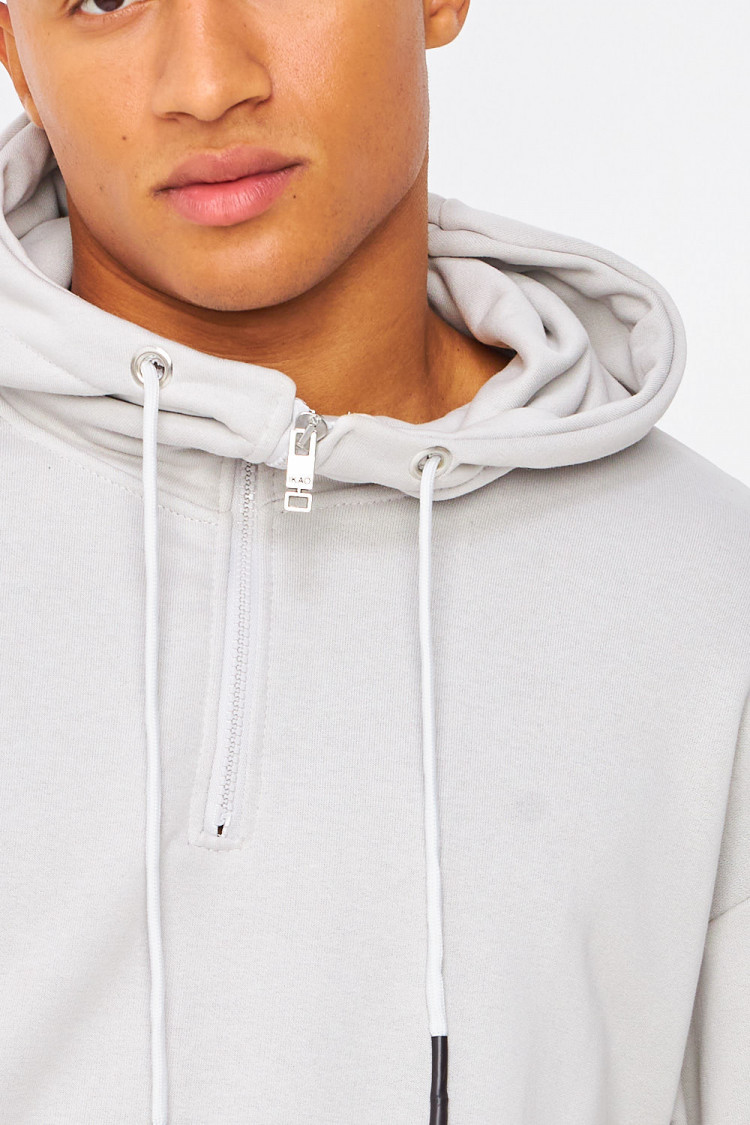 Sweat à capuche demi-zip gris
