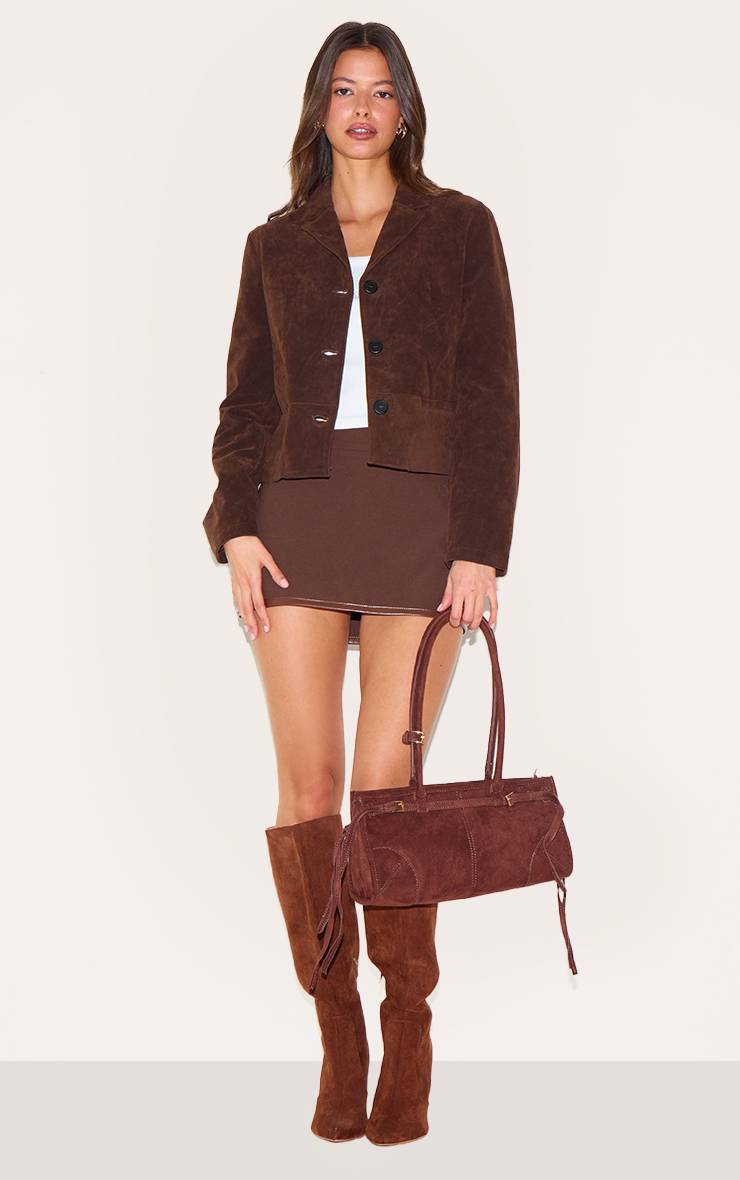 Marron Blazer Court En Synthétique