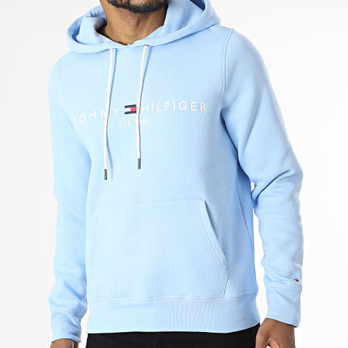 Sweat Capuche Tommy Logo 1599 Bleu Clair