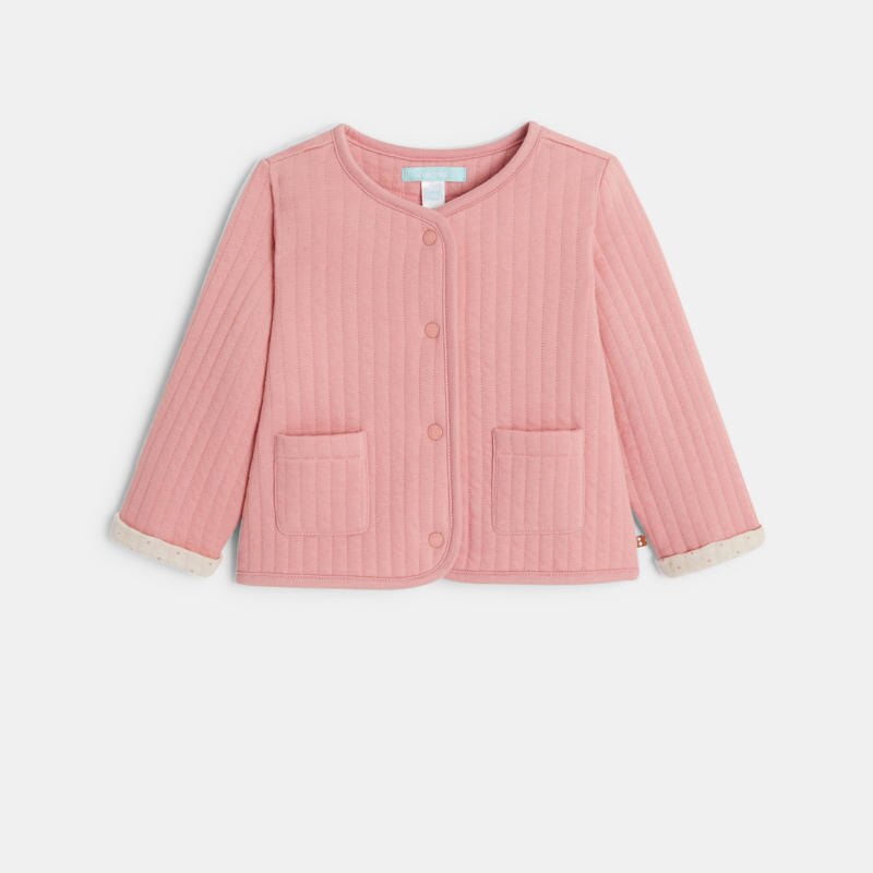 Veste molletonnée effet pointelle rose bébé fille Rose