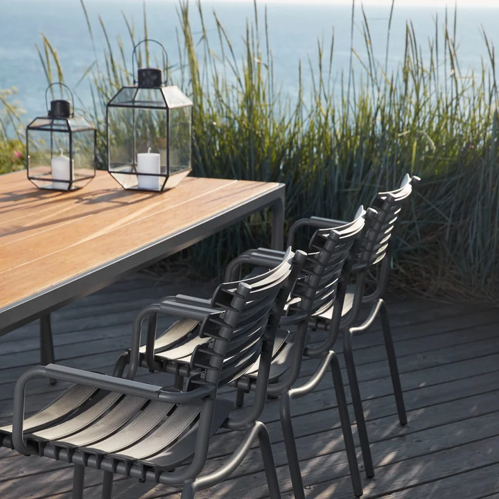 HOUE - FOUR Outdoor Tisch, 270 x 90 cm, Bambus / dunkelgrau
