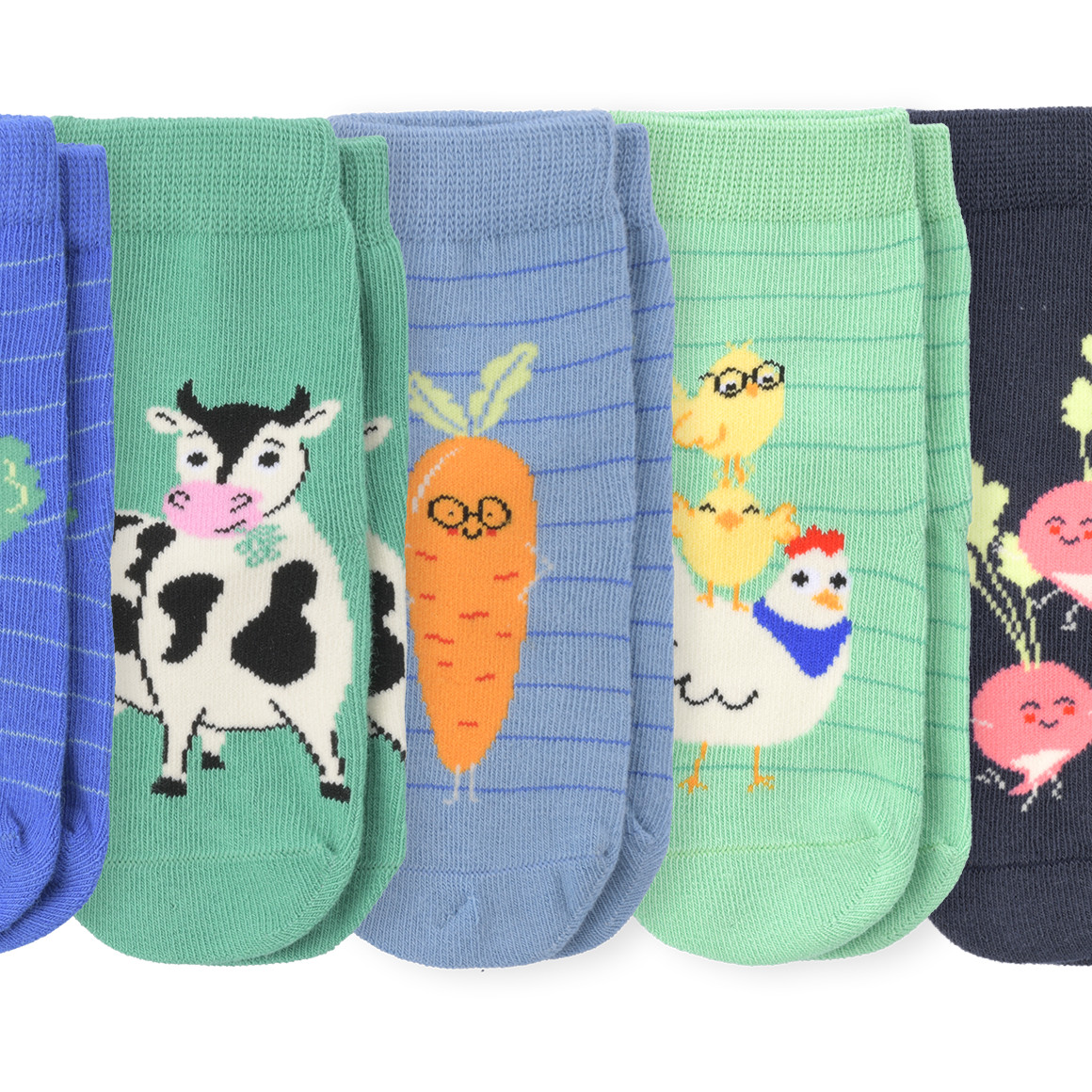Topomini 5 Paar Baby Socken im Set blau / grün / hellblau