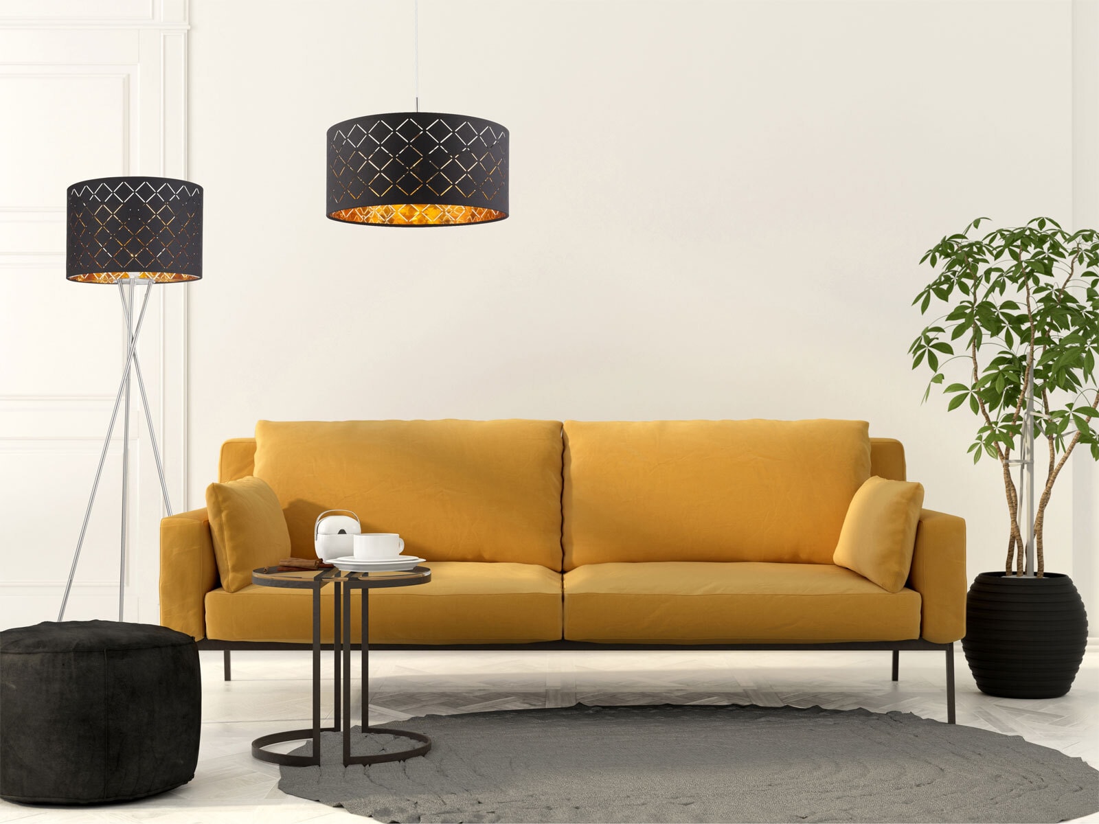 GLOBO Retrofit Pendellampe CLARKE 40 cm nickelfarbig