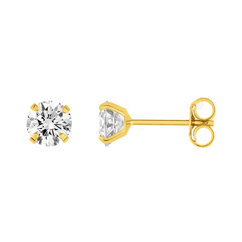 Boucles d'oreilles femme - Oxyde de zirconium 5mm - Or 18 Carats