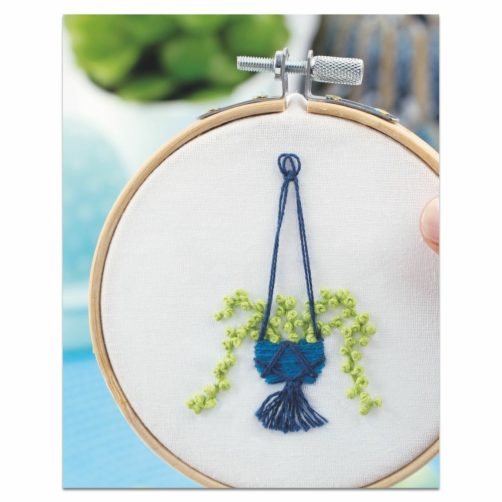 Coffret diy - broderie décorative - plante suspendue
