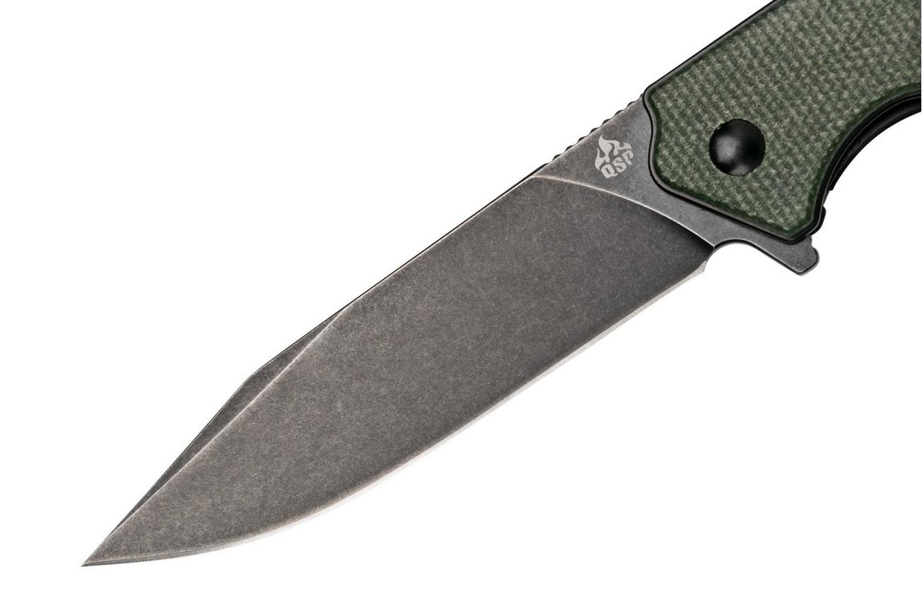 QSP Knife Mamba V2 QS111-I2 Blackwashed, Green Micarta zakmes