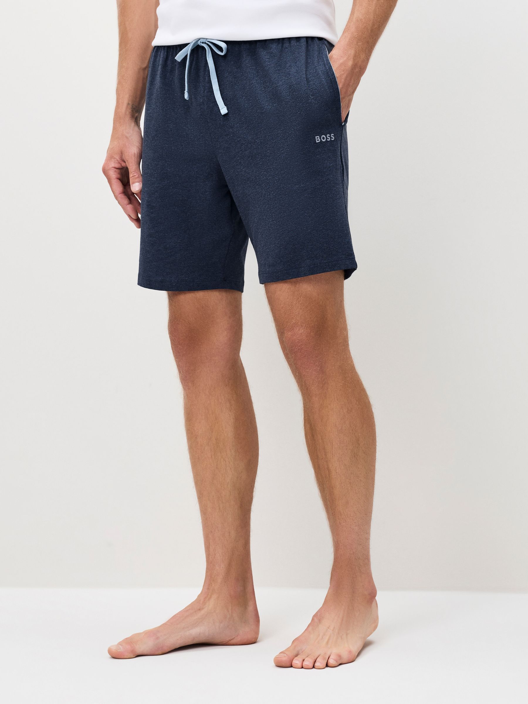 Marineblauw - BOSS Regular-Fit stretchy Short met Logo