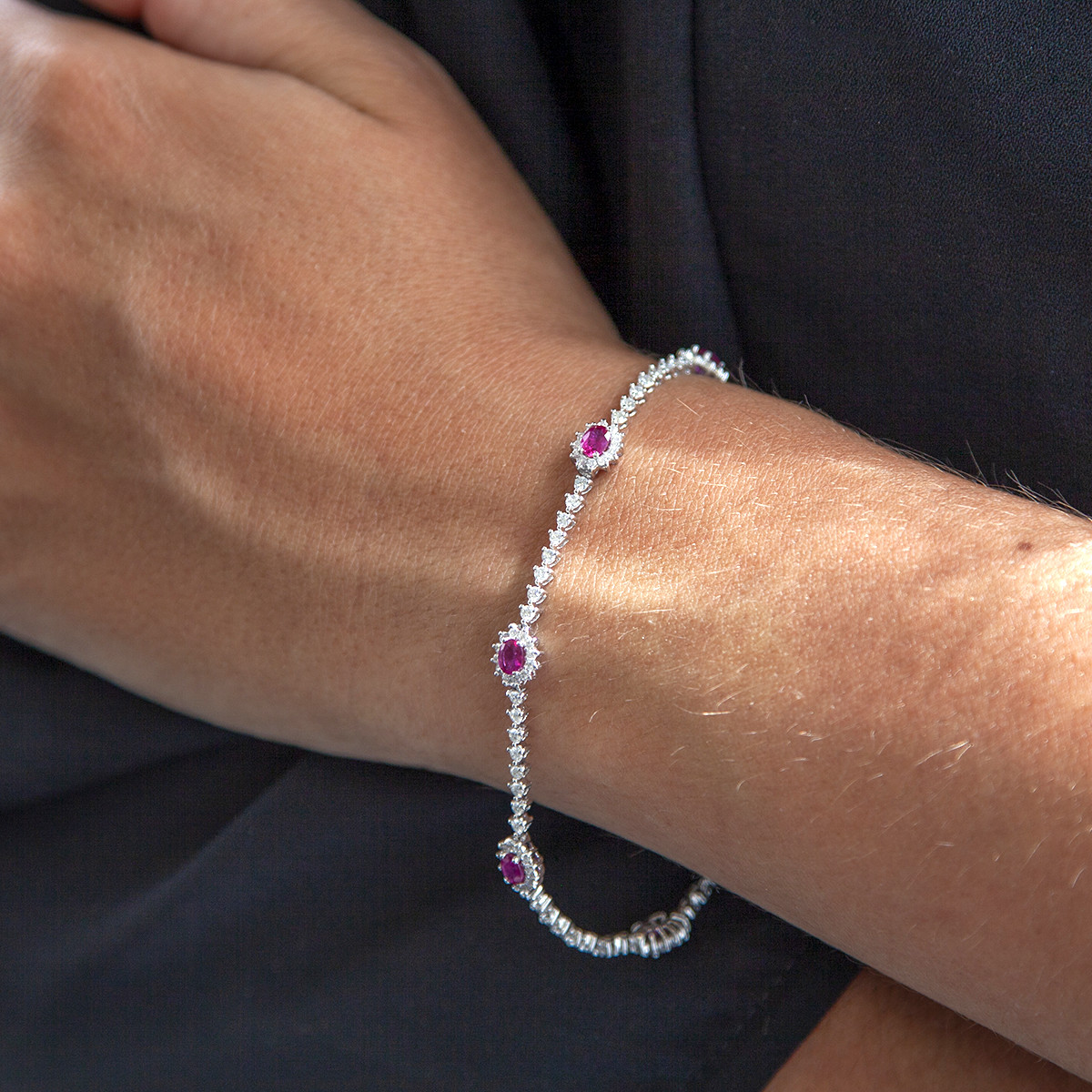 Bracelet d'occasion rubis et diamants 18 cm