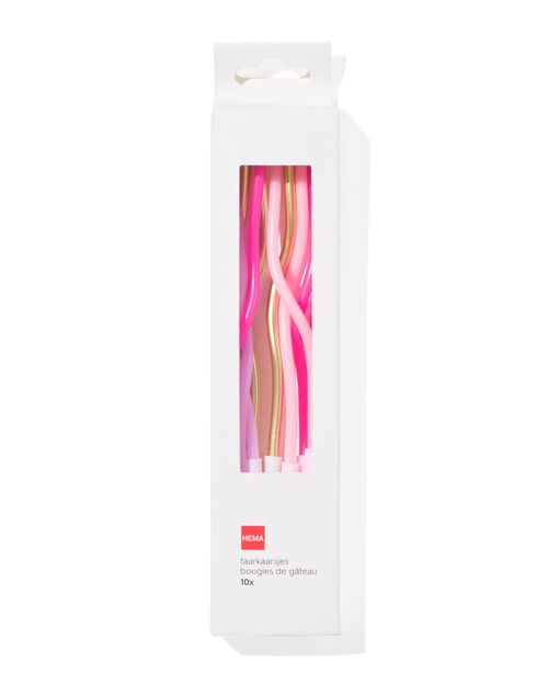 bougies de gâteau torsadées roses lot de 10