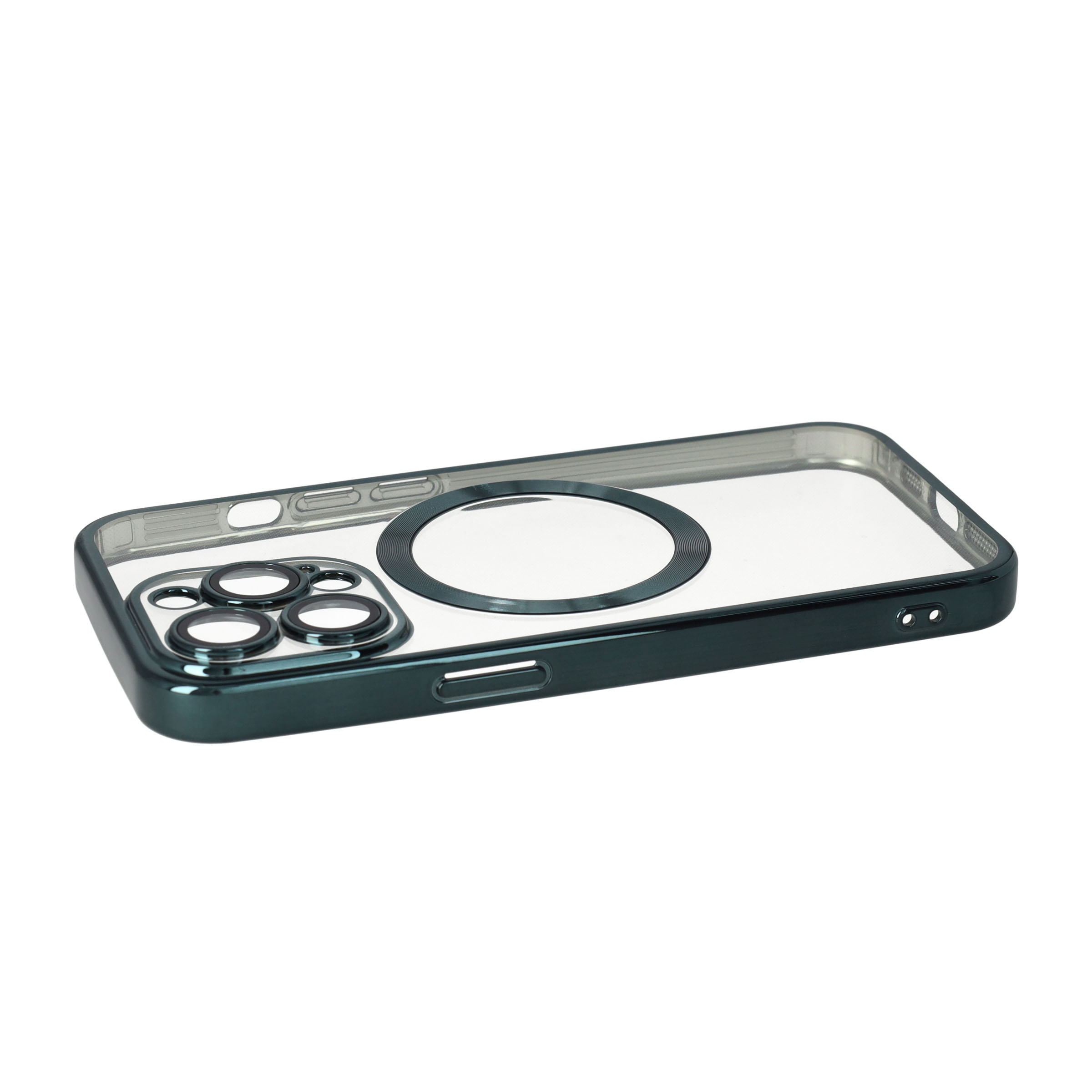 iPhone 13 Pro MagSafe Gummi Case Hülle mit Acryl Kameraglasschutz - Grün / Transparent