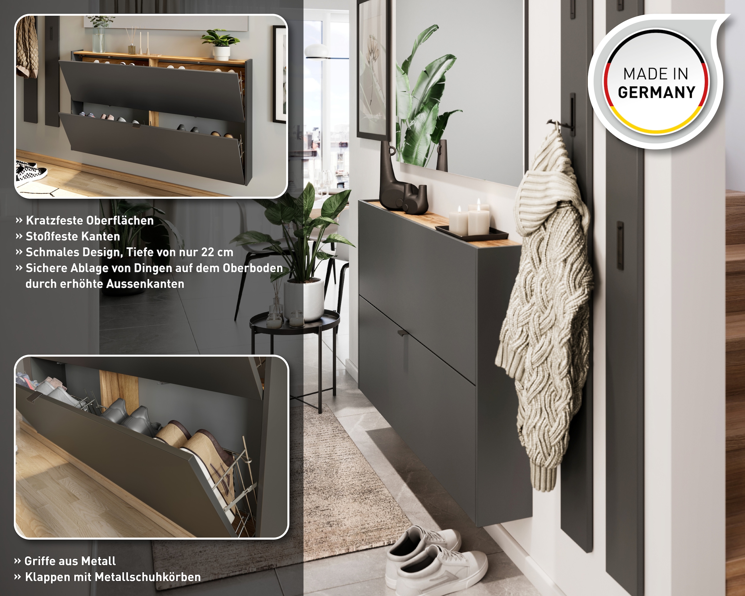 GERMANIA Schuhschrank »Ameca« ideal für schmale Flure, Schuhkipper in Breite 140 cm