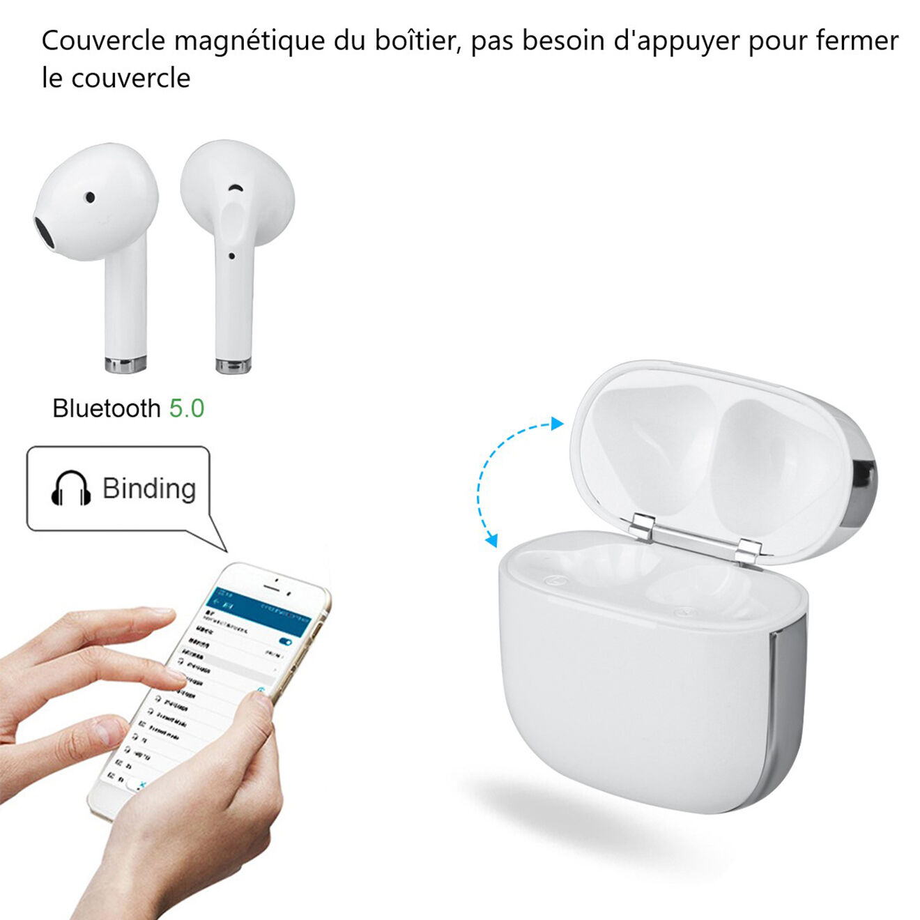 Onamaste Écouteurs Bluetooth avec réduction de bruit blancs