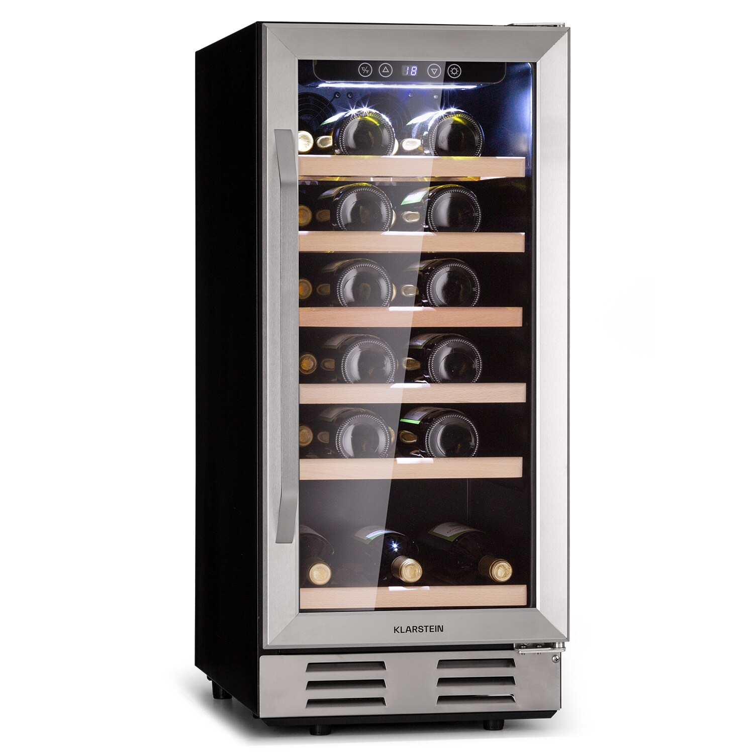 Vinovilla 29 Built-In Weinkühlschrank 81 l / 29 Fl. Glastür Edelstahl Edelstahl 81 Liter / 29 Flaschen