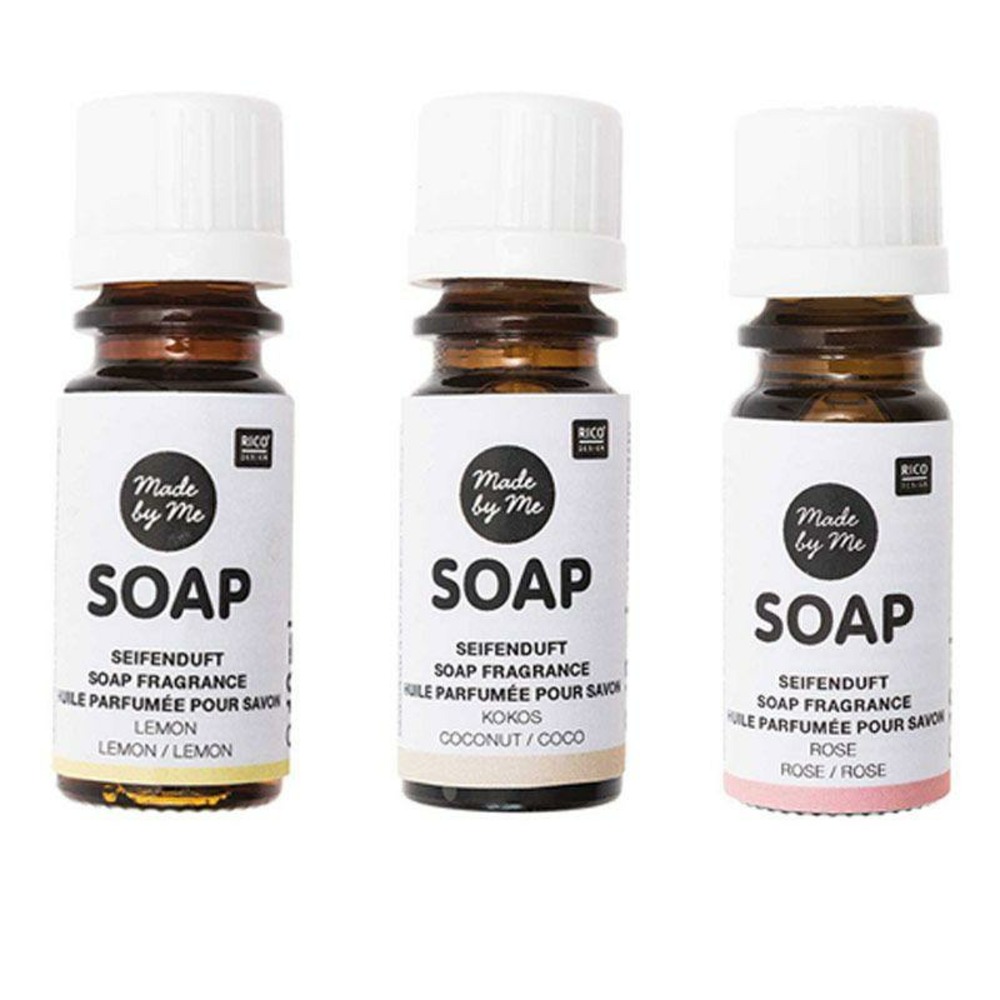 3 huiles parfumées 10 ml pour savon - citron, noix de coco, rose