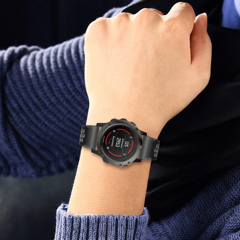 Garmin Ersatz Silikon Armband Dual Color mit 22mm Schnellverschluss (Gelenkumfang: 172-247mm) - Schwarz / Grau