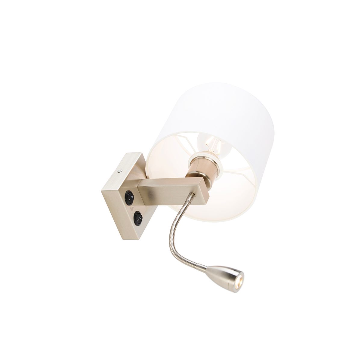 Wandlamp staal met flexarm en kap wit 18 cm - Brescia Combi