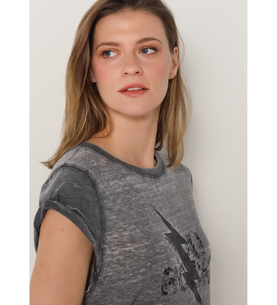 Camiseta Lois de manga curta com logo nas costas, cinza