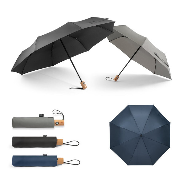hi!dea 99040 - Parapluie pliable en polyester recyclé (100% rPET) 190T pongé à ouverture et fermeture automatiques