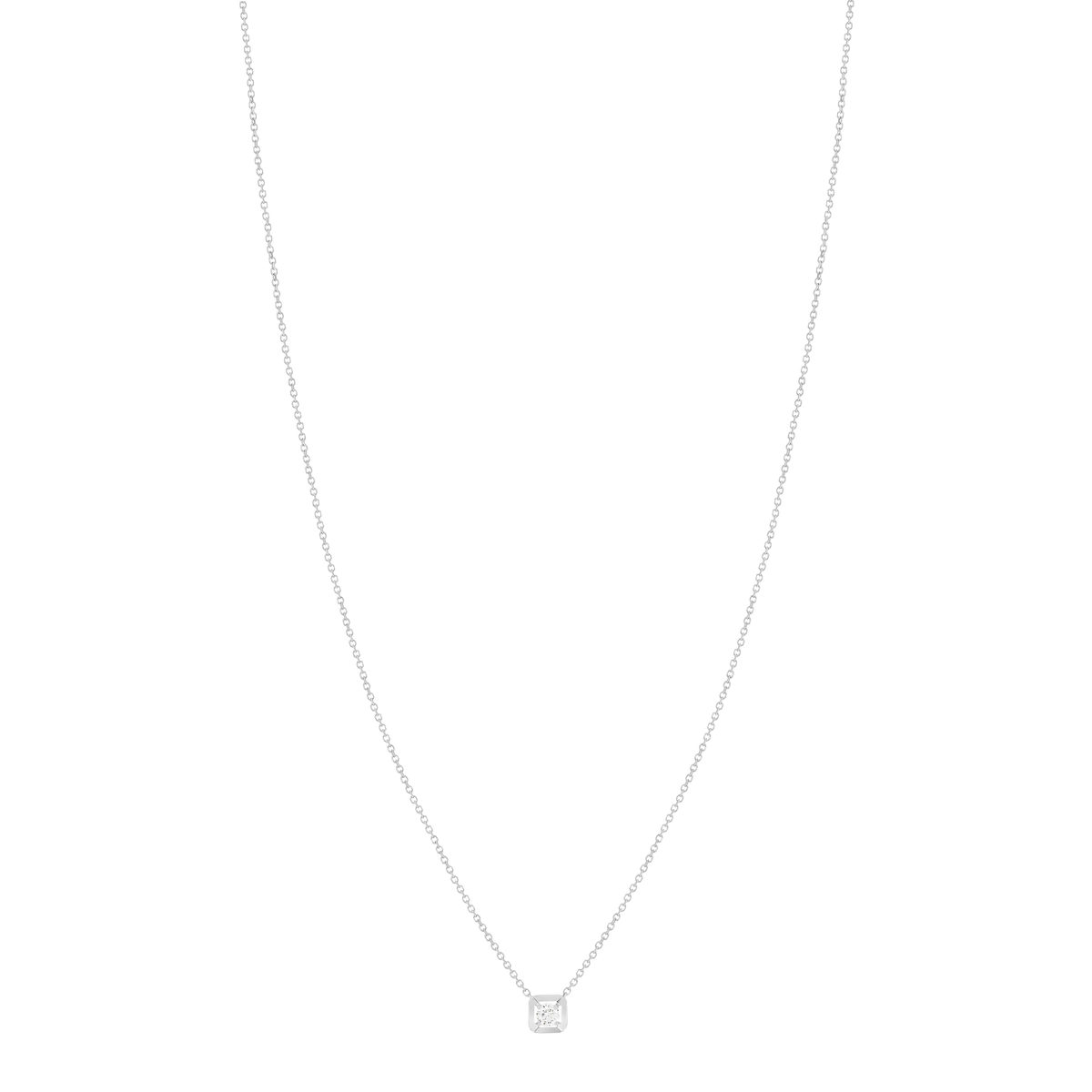 Collier or blanc 750, diamant synthétique 0.18 carat
