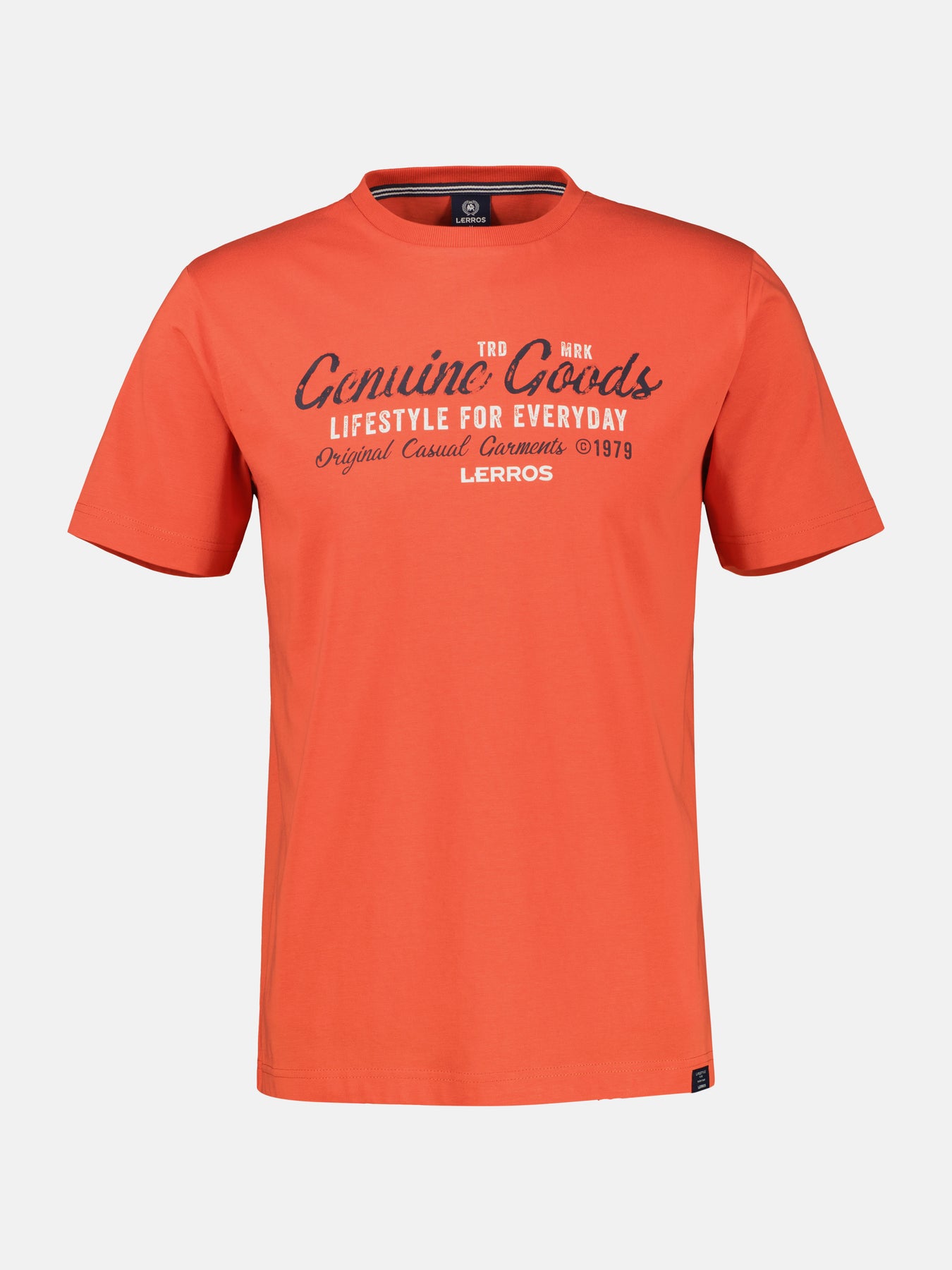 T-Shirt unifarben mit Print und 1/2-Ärmeln