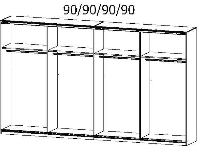 Kleiderschrank PANORAMA 361 x 62 cm NB weiß
