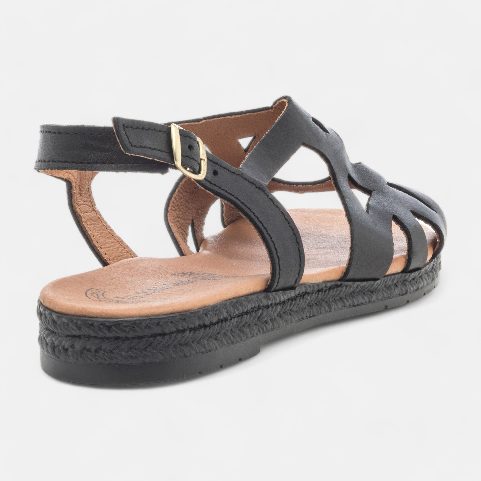 Nu-pieds Femme en cuir noir