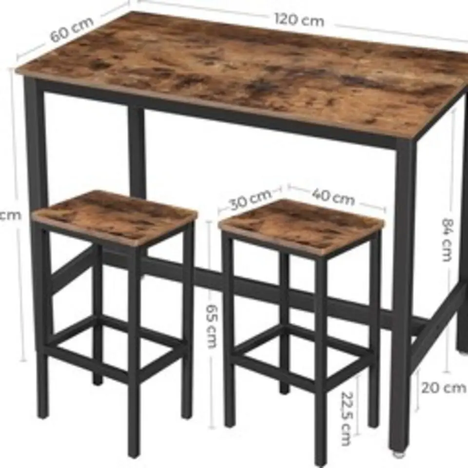 Parya home - Bartafel Set - 120x60x90 - Donkerbruin