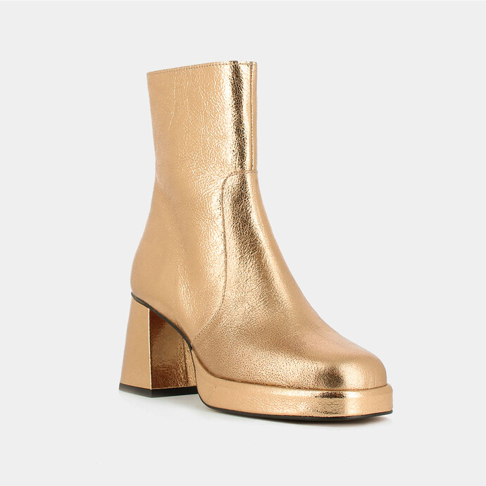 Bottines à plateformes  en cuir craquelé platine