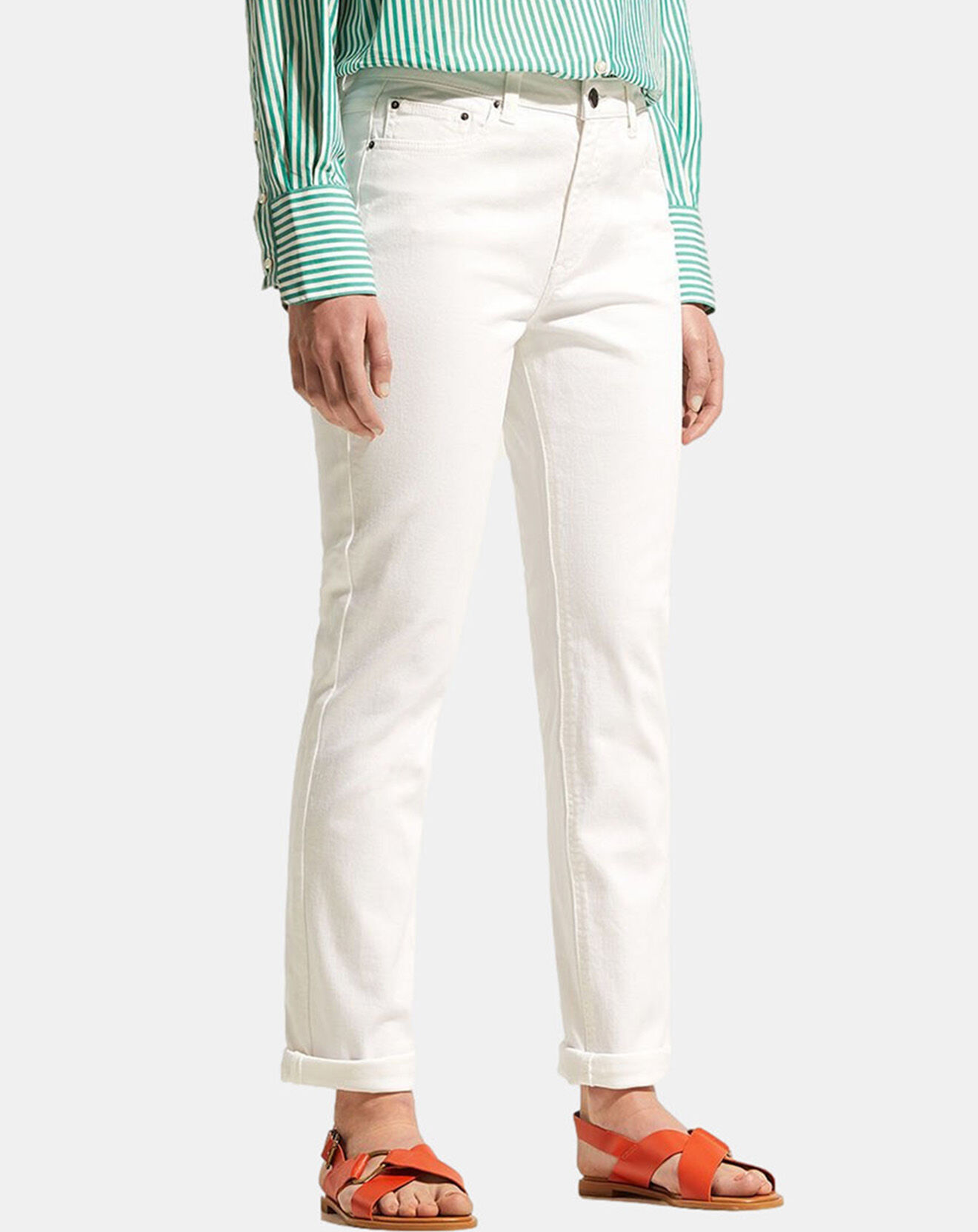 Galeries Lafayette Jean en Coton Bio Lregular blanc