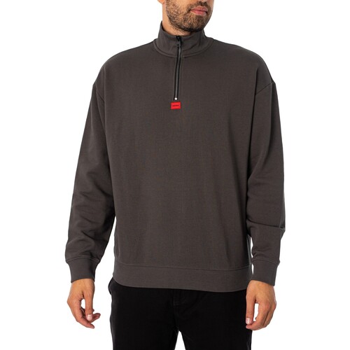 BOSS - Sudadera Con Cremallera 1/4 Durty Gris