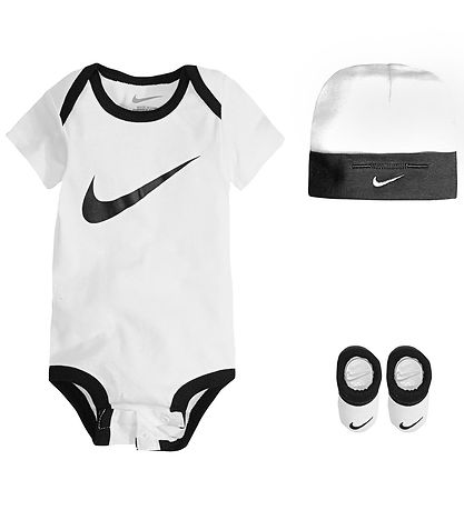 Nike Geschenkbox - Krabbelschuhe/Mütze/Body k/ä - Swoosh - Weiß/