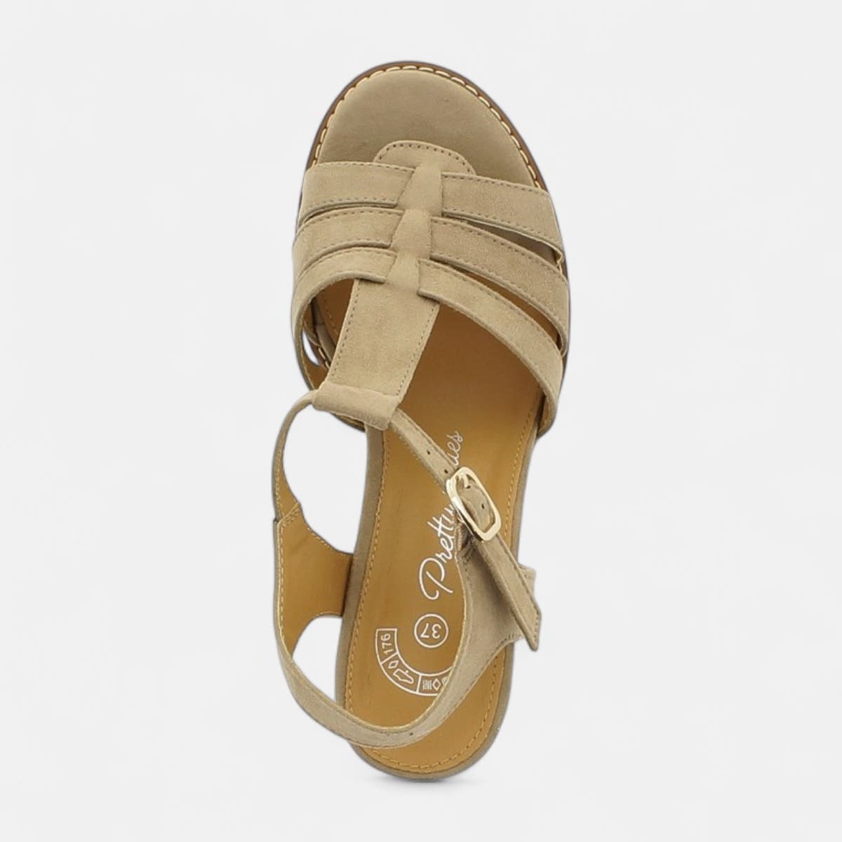 Nu-pieds à talon compensé Femme beige