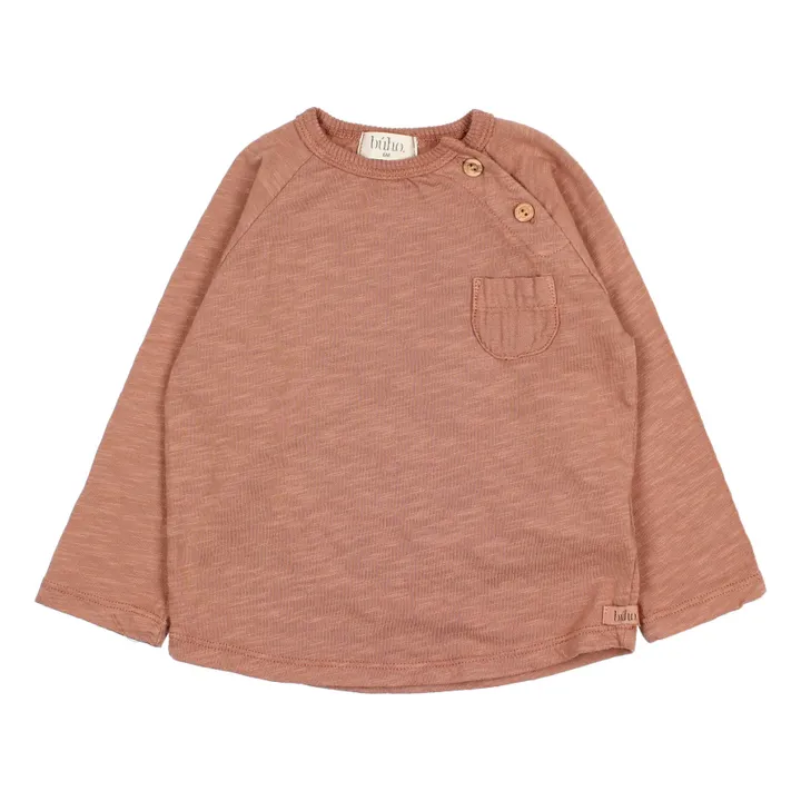 Búho T-Shirt Coton Bio Flammé Poche Bébé | Caramel