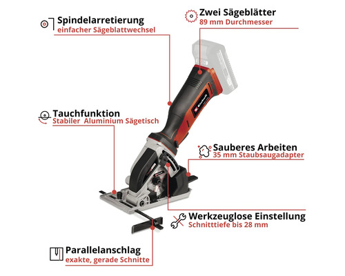 Einhell Power X-Change TE-CS 18/89 Li accu cirkelzaag, zonder accu en lader