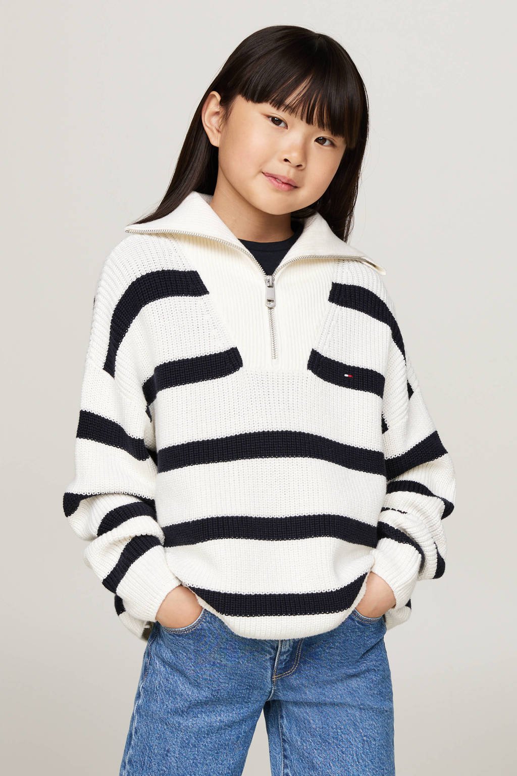 Tommy Hilfiger gestreepte trui ecru/donkerblauw