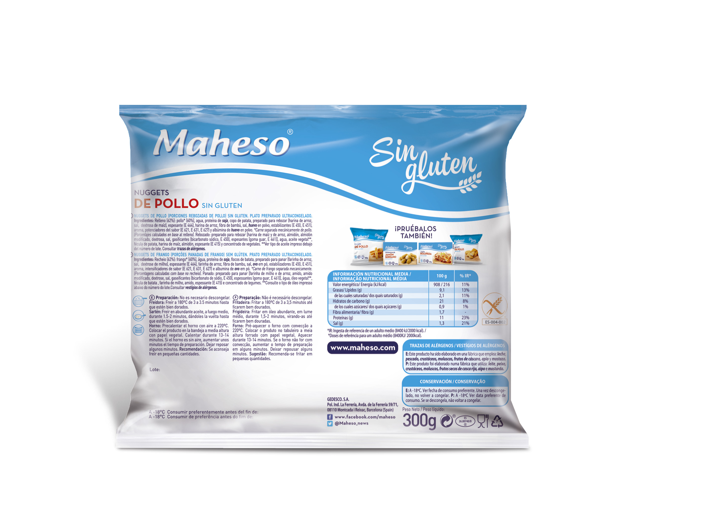 NUGGETS MAHESO FRANGO SEM GLUTEN 300G