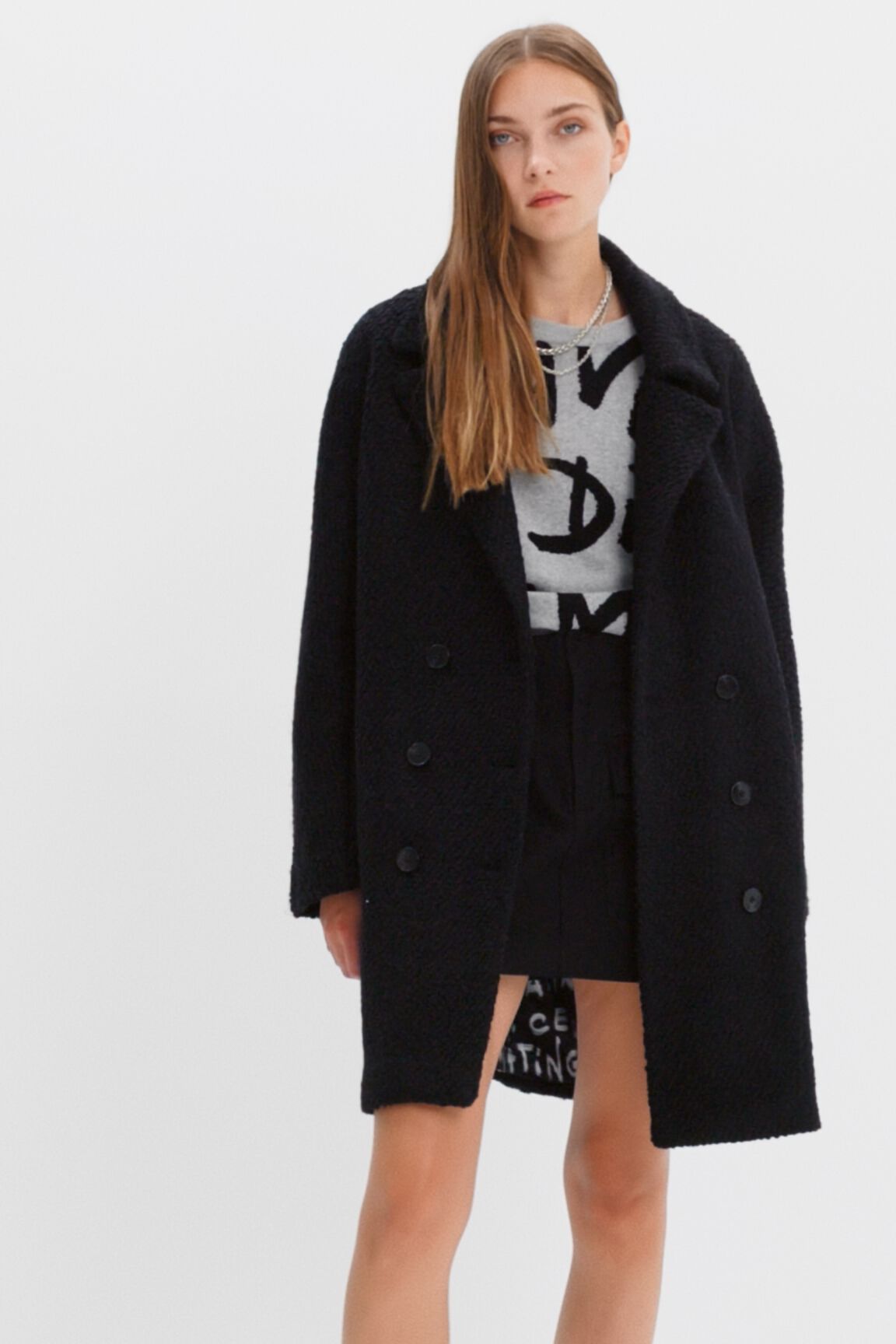 Manteau droit laine