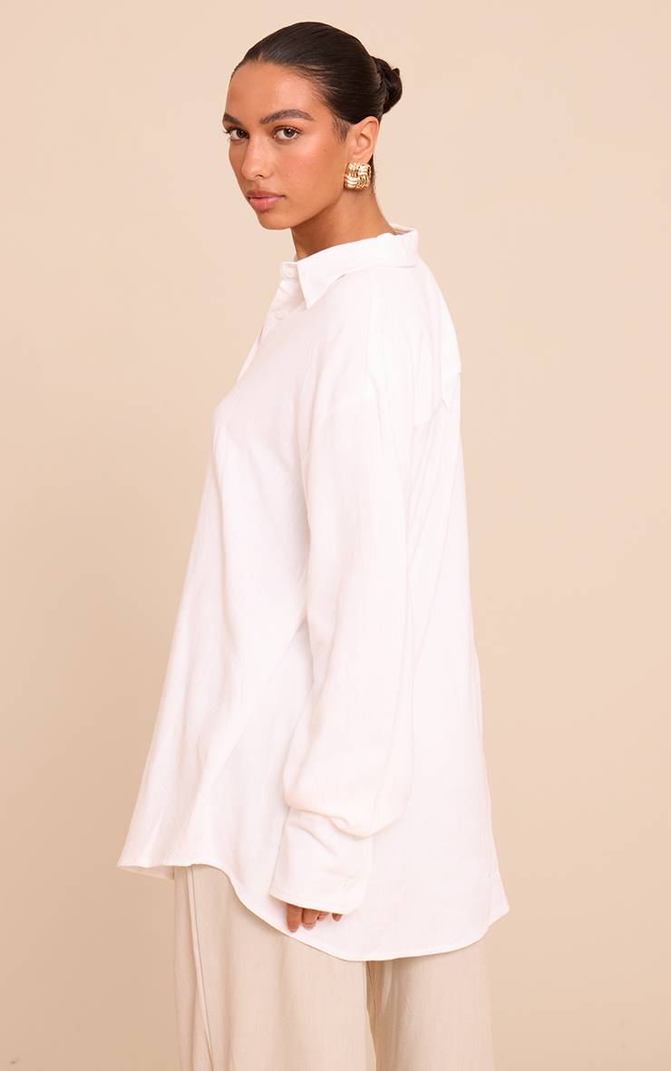 Blanc Chemise Oversize Ample Effet Lin