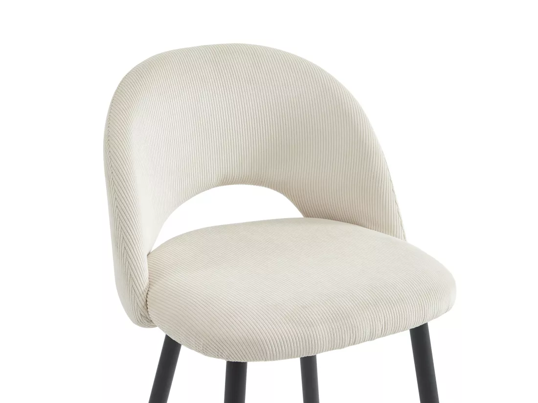 Lot de 2 tabourets de bar en velours côtelé et métal - Crème - FINCHY de Pascal Morabito