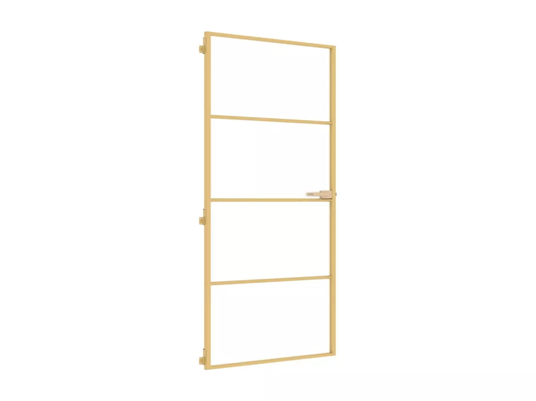 Porte intérieure mince doré 93x201,5 cm verre trempé aluminium